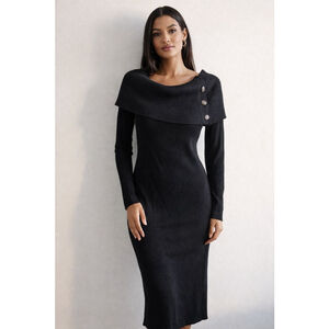 Banana Republic Black Long Sleeve Sweater Dress S, Women's